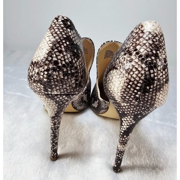 JustFab Snakeskin Point Toe Stilettos and Purse-Brown-SZ10 - Picture 4 of 11